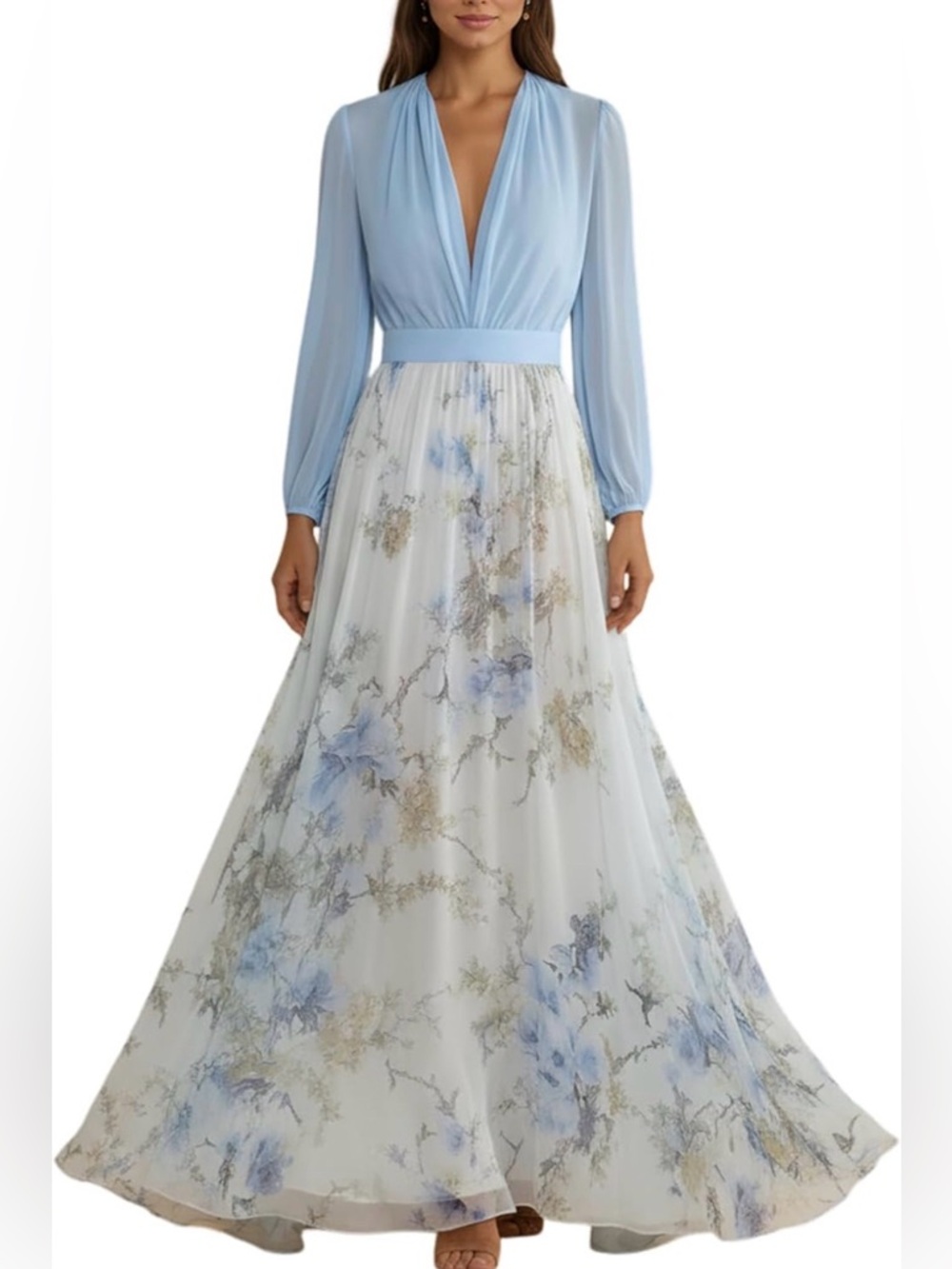 Elegant Floral Empire Waist Maxi Dress 💐✨